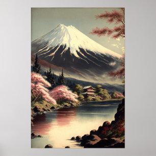 Vintager Fuji Japanisches Kunstdruckposter Poster