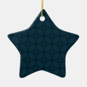 Vintager Funk Star Ornament, Dunkelblau Keramikornament