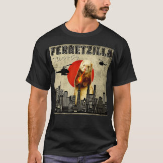 Vintager Funny Ferret japanischer Sunset Style T-Shirt
