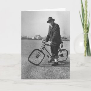Vintager Funny Man reitet auf dem Bike Square Rad  Karte