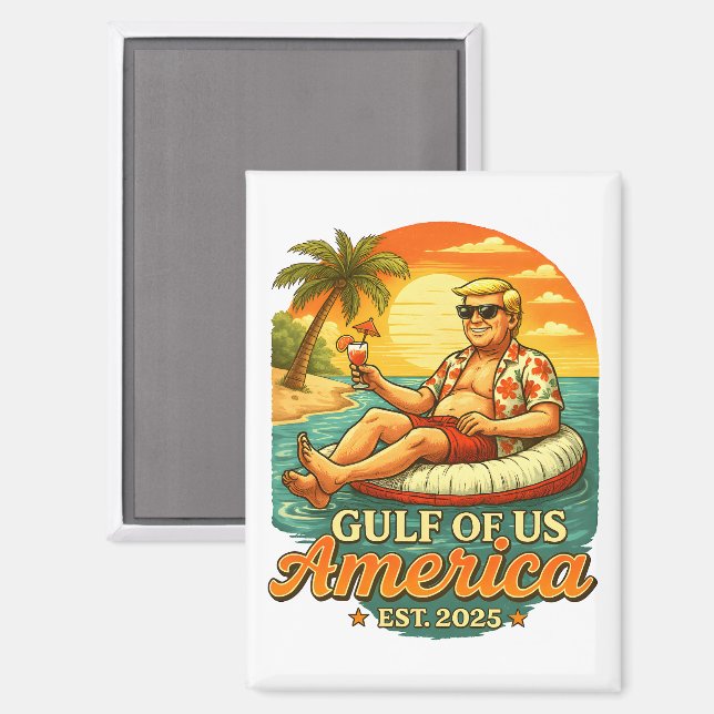 Vintager Funny Trump - Amerikas Golf 2025 Magnet (Vorderseite/Rückseite)
