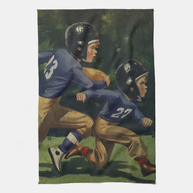 Vintager Fußball, Kinder, Sportler Geschirrtuch (Vertikal)