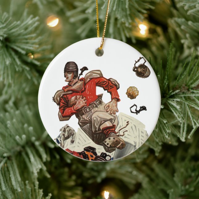 Vintager Fußballspieler Keramik Ornament (Baum)