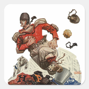 Vintager Fußballspieler Quadratischer Aufkleber