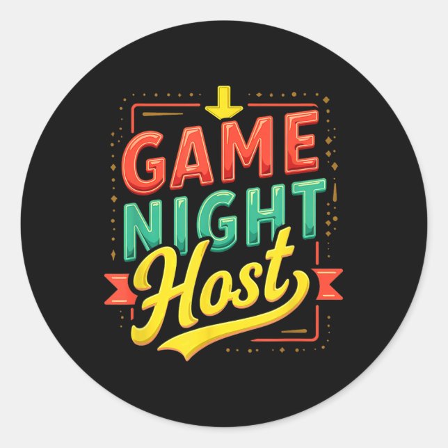 Vintager Game Night Host Runder Aufkleber (Vorderseite)