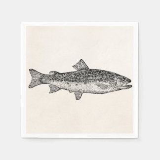 Vintager Gar Fish - Vorlage für aquatische Fische Serviette