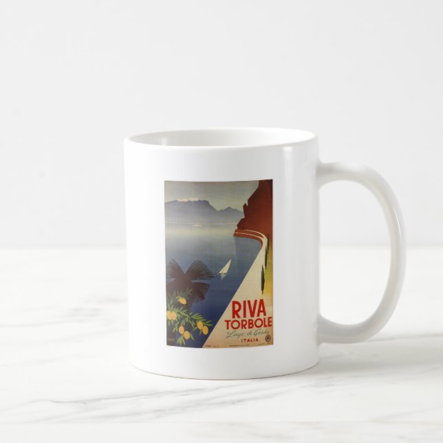 Vintager Gardasee Riva Torbole Italien Tourismus Kaffeetasse (Rechts)