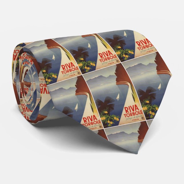 Vintager Gardasee Riva Torbole Italien Tourismus Krawatte (Gerollt)