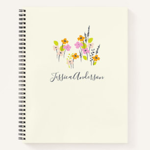 Vintager Garten Blumenrosa und Limon Personalisier Notizbuch
