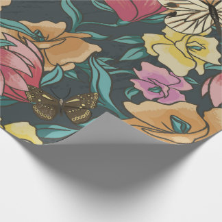Vintager Garten Blüte mit Schmetterlingen Geschenkpapier