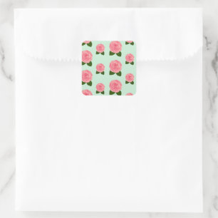Vintager Garten Blütenrot Rosenblüte Quadratischer Aufkleber