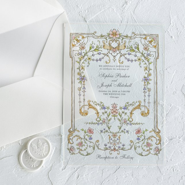 Vintager Garten | Farbenfrohe Luxe Wedding Acryleinladungen (Von Creator hochgeladen)