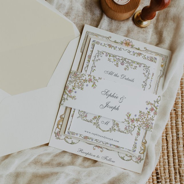 Vintager Garten | Farbenfrohe Luxe Wedding Einladungsbanderole (Von Creator hochgeladen)