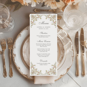 Vintager Garten Farbenfrohe Luxe Wedding Menükarte