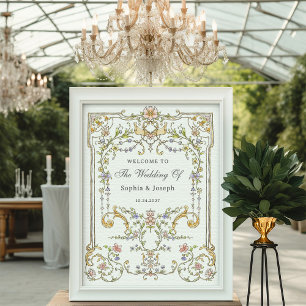 Vintager Garten   Farbenfrohe Luxe Wedding Willkom Poster