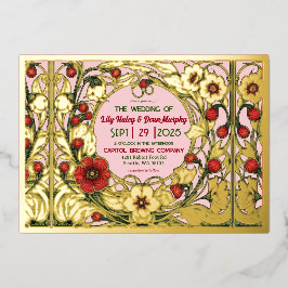 Vintager Garten Jugendstil Folieneinladung