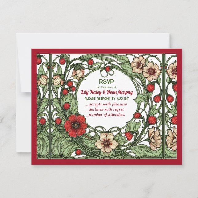 Vintager Garten Jugendstil Hochzeit RSVP Karte (Vorderseite)
