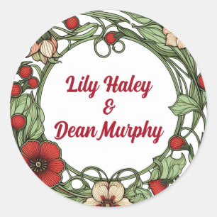 Vintager Garten Jugendstil Hochzeit Runder Aufkleber