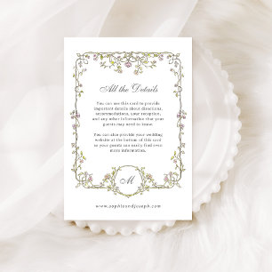 Vintager Garten Luxe Wedding Guest Details Begleitkarte