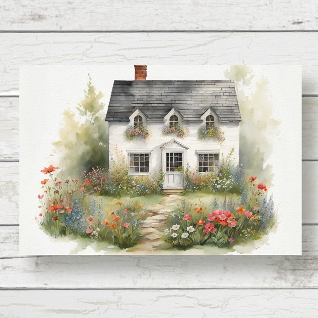 Vintager Garten mit weißer Hütte Seidenpapier (Von Creator hochgeladen)