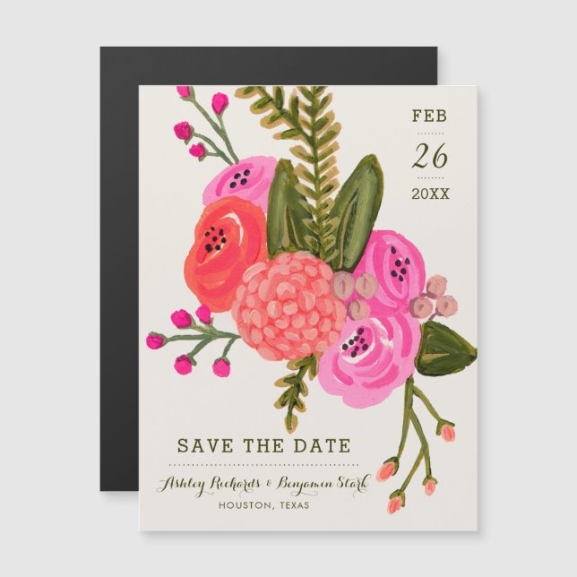 Vintager Garten Save the Date Magneteinladung (Vorne/Hinten)