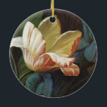 Vintager Garten Tulip in Bloom, Viktorianische Blu Keramikornament<br><div class="desc">Vintage Abbildung Viktorianische florale Liebe und Romantik mit einer blühenden gestreiften Tulpe im Garten.</div>