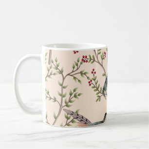 Vintager Gartenbaum, Vogelblumenmuster, nahtlos Kaffeetasse