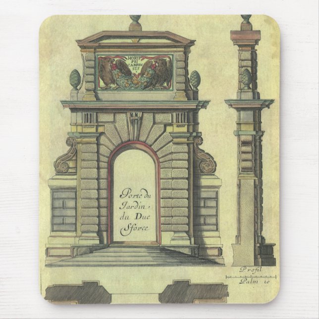 Vintager Gartenbogen, Renaissance-Architektur Mousepad (Vorne)