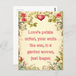 VINTAGER GARTENHERZRAHMEN MIT SCHNELLER LIEBE POSTKARTE