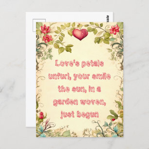 VINTAGER GARTENHERZRAHMEN MIT SCHNELLER LIEBE POSTKARTE