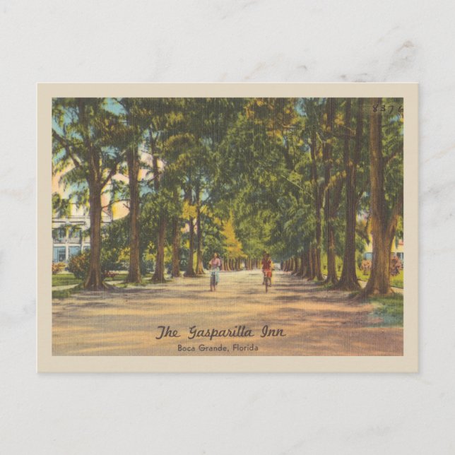 Vintager Gasparilla Boca Grande Gasthof und Fahrra Postkarte (Vorderseite)