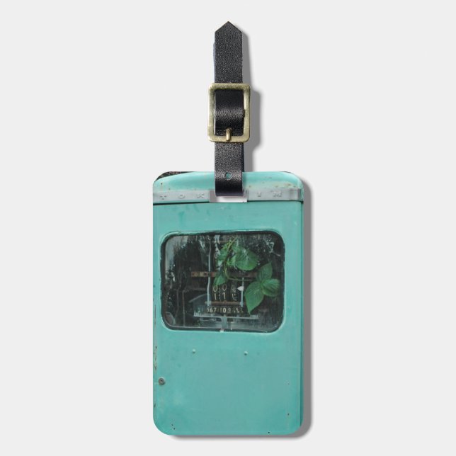 Vintager Gaspumpe Planter leicht ID Persönlich Gepäckanhänger (Vorderseite vertikal)