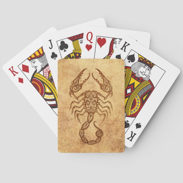 Vintager gealterter Skorpions-Tierkreis Spielkarten (Rückseite)