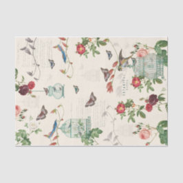 Vintager Geburtskäfig, Schmetterlinge und Vogeldek Seidenpapier