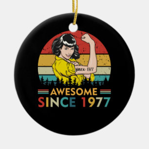 Vintager Geburtstag 1977 Keramik Ornament