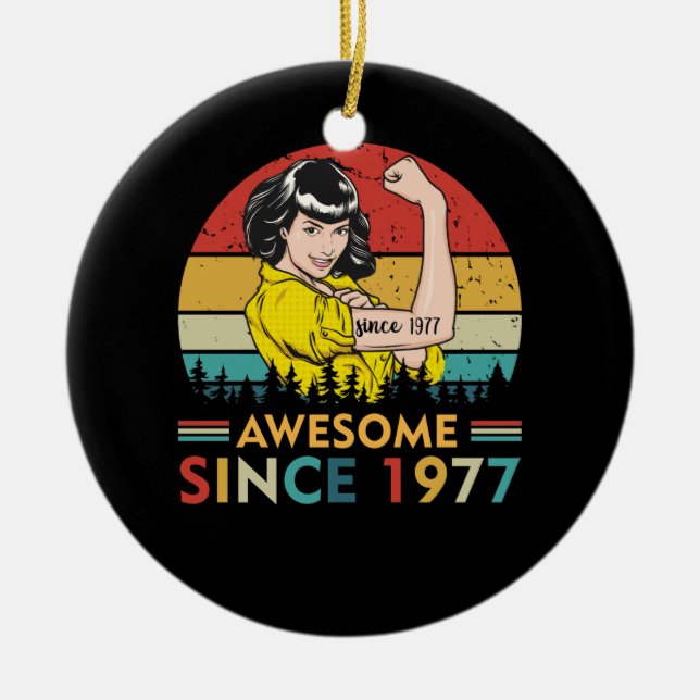 Vintager Geburtstag 1977 Keramik Ornament (Vorne)