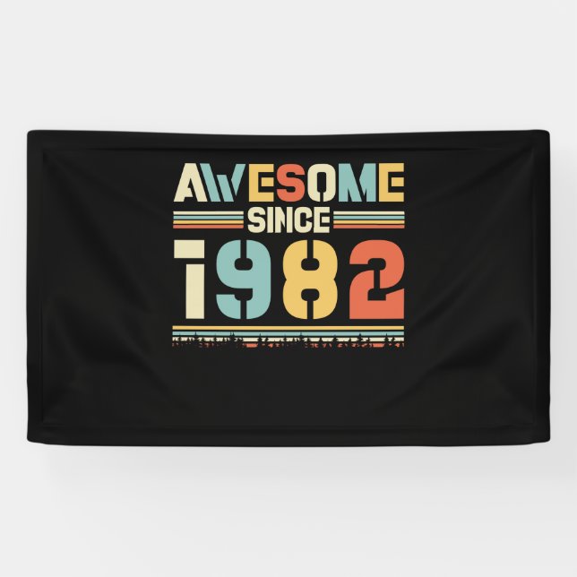 Vintager Geburtstag 1982 Banner (Horizontal)