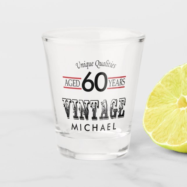 Vintager Geburtstag - Anpassen Schnapsglas (Vorderseite)