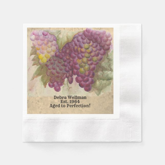 Vintager Geburtstag eines benutzerdefinierten Aqua Serviette (Vorderseite)