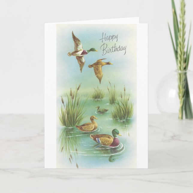 Vintager Geburtstag mit Enten Karte (Vorderseite)
