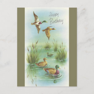 Vintager Geburtstag mit Enten Postkarte
