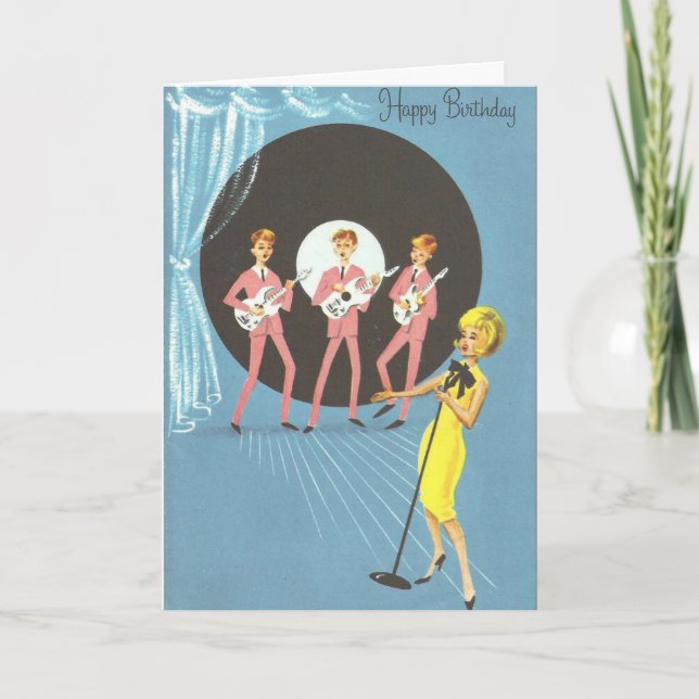 Vintager Geburtstag - Singing Birthday Wünsche, Karte (Vorderseite)