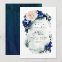 Vintager Geburtstag von Navy Blue und Peach Floral