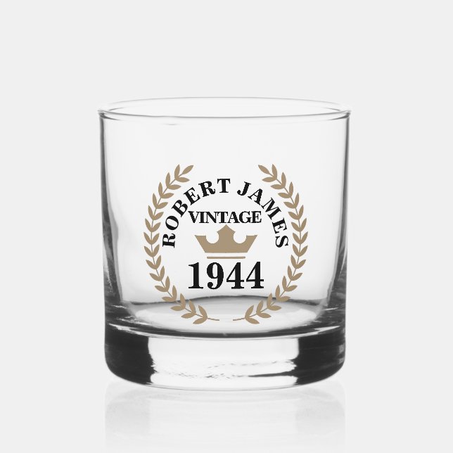 Vintager Geburtstag Whiskyglas (Vorderseite)
