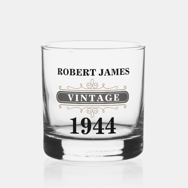 Vintager Geburtstag Whiskyglas (Vorderseite)