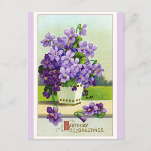 Vintager Geburtstag wünscht Lila Pansy Blume Postkarte