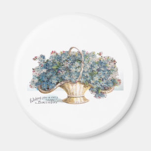Vintager Geburtstags-wulstiger Korb der blauen Magnet
