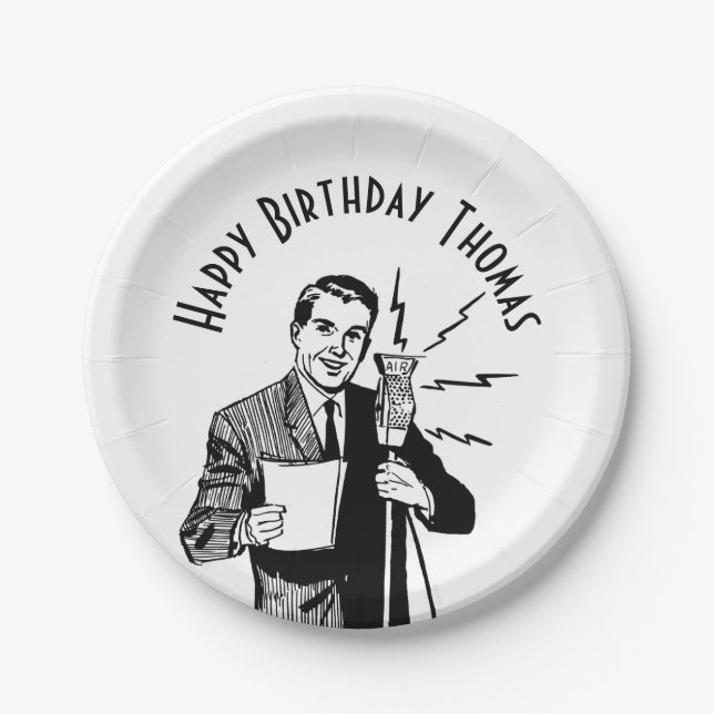 Vintager Geburtstagskünstler Pappteller (Vorderseite)