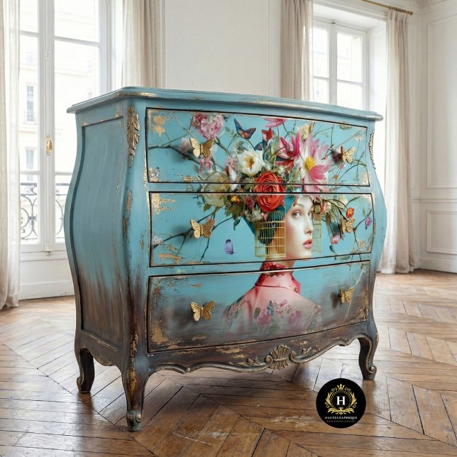 Vintager Geburtszettel mit floraler Entkundung Seidenpapier (Von Creator hochgeladen)