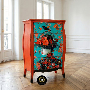 Vintager Geburtszettel mit floraler Entkundung Seidenpapier